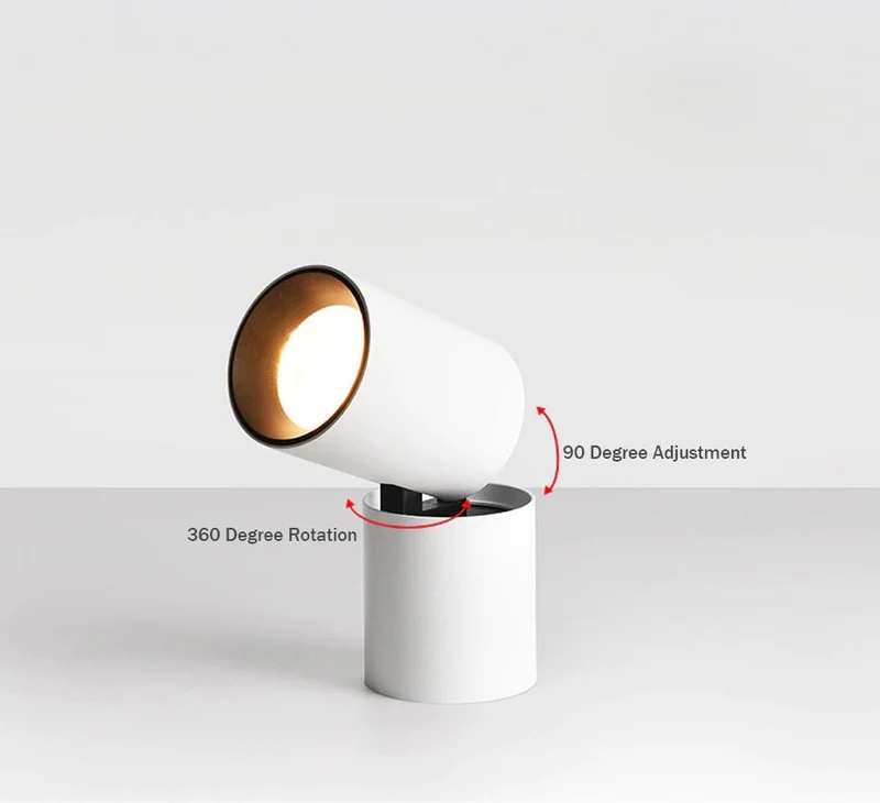 Verstelbare Opbouw Plafondspot Rond LED Dimbaar Zwart Wit Richtbare Downlight Aluminium voor Woonkamer | Sansoti