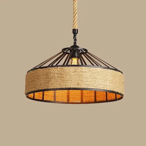 Industrie Hanfseil Pendelleuchte | E27 Vintage 2m Seil Hängelampe Ø 30cm~2937