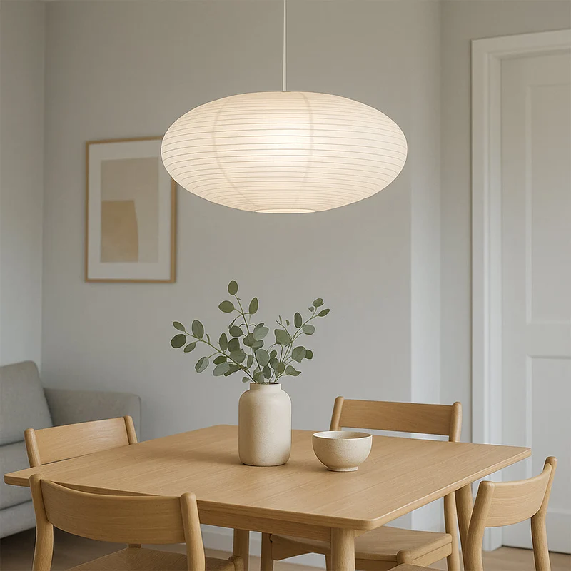 Handgemaakte Hanglamp Katoenpapier Ø50/60cm E27 Wabi-Sabi Stijl Verlichting Eetkamer Bar Minimalistisch Design | Sansoti
