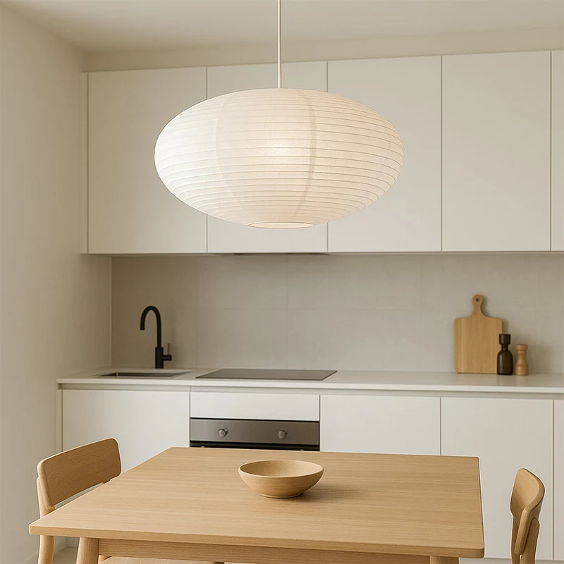 Handgemaakte Hanglamp Katoenpapier Ø50/60cm E27 Wabi-Sabi Stijl Verlichting Eetkamer Bar Minimalistisch Design | Sansoti