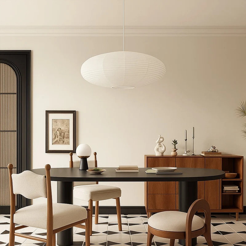 Handgemaakte Hanglamp Katoenpapier Ø50/60cm E27 Wabi-Sabi Stijl Verlichting Eetkamer Bar Minimalistisch Design | Sansoti