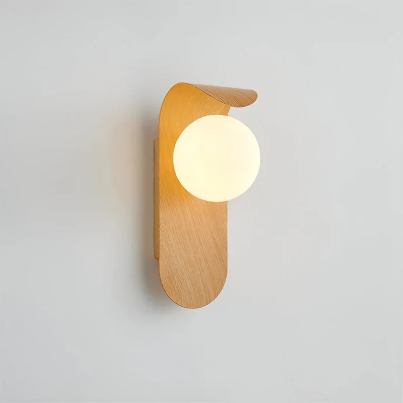 Wandlamp Bol Houteffect Scandinavisch Design Warm Licht voor Woonkamer Gang Slaapkamer LED 5W 25cm Modern | Sansoti