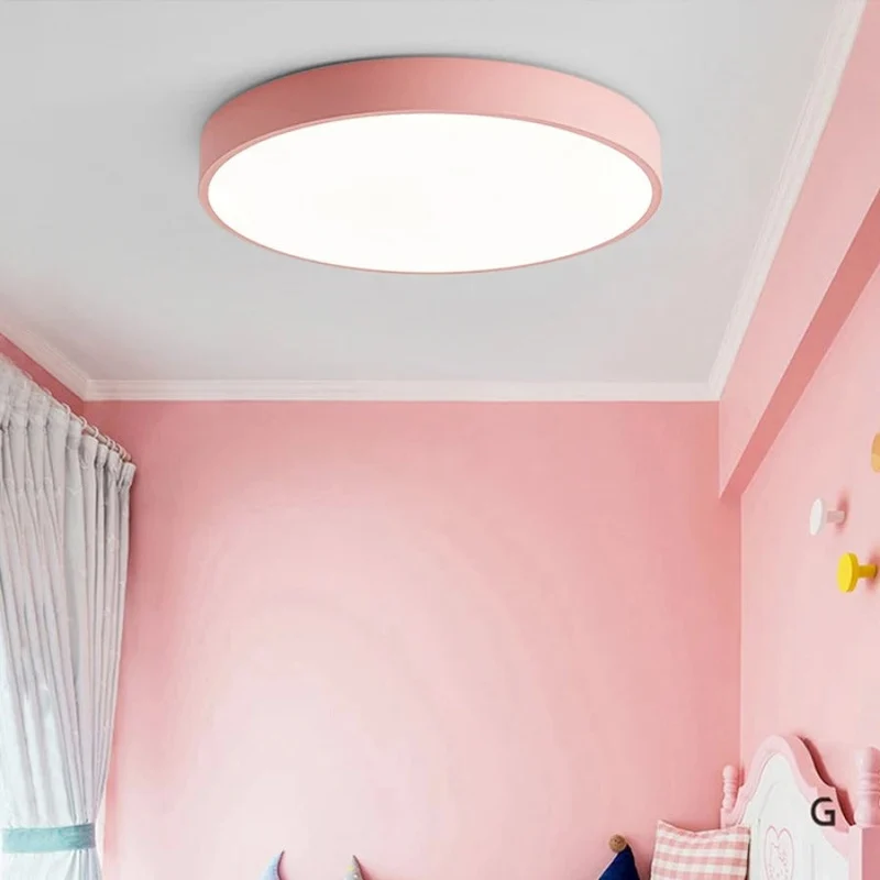 Plafondlamp Gang 23 cm Rond Macaron met Houtaccent, 12W LED Ingebouwd, Zwart Wit Roze Groen Blauw Geel | Sansoti