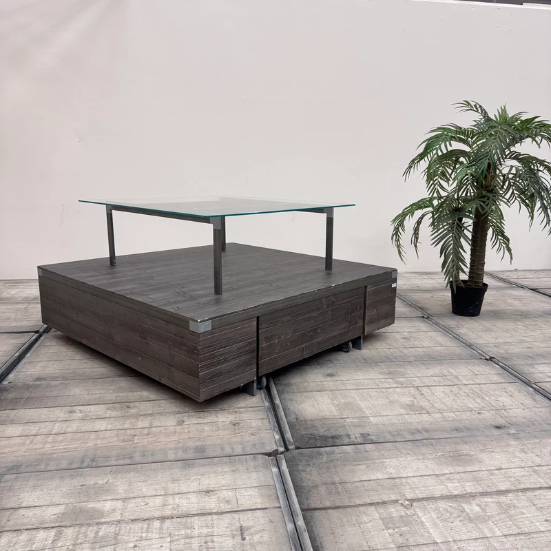 Ladentisch dunkelgrau Holz mit Schublade Warentisch mit Glas-Display – Gebraucht
