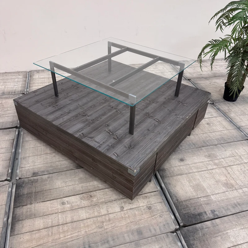 Ladentisch dunkelgrau Holz mit Schublade Warentisch mit Glas-Display – Gebraucht