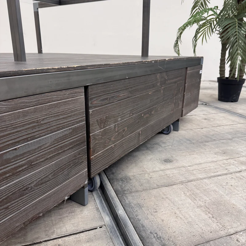 Ladentisch dunkelgrau Holz mit Schublade Warentisch mit Glas-Display – Gebraucht