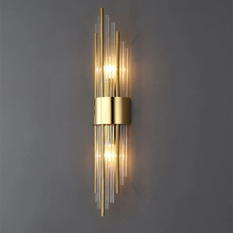 Kristallen Wandlamp met Gouden Afwerking voor Slaapkamer Hal Badkamer LED Verlichting Luxe Design Interieur | Sansoti