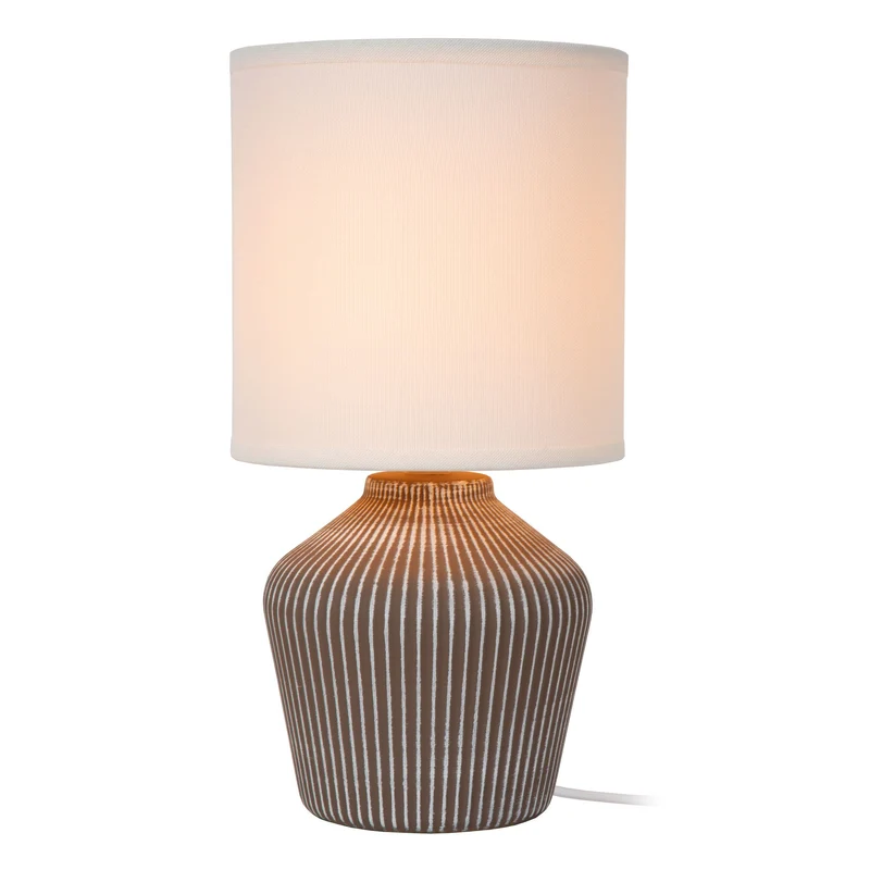 Tischleuchte Filiz 1-flammig mit Stoffschirm und Keramikfuß 31,5 cm