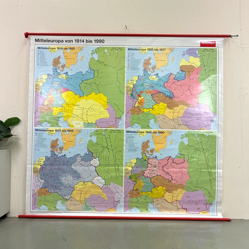 Vintage Schulkarte – Mitteleuropa (1914 bis 1990) – Geschichts-Lehrtafel Rollbild Wanddeko