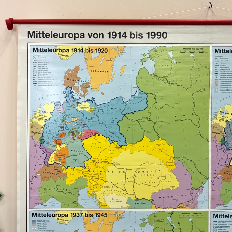 Vintage Schulkarte – Mitteleuropa (1914 bis 1990) – Geschichts-Lehrtafel Rollbild Wanddeko