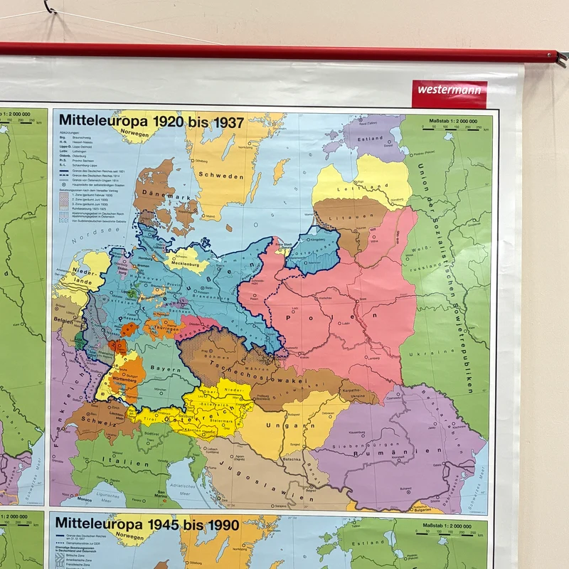 Vintage Schulkarte – Mitteleuropa (1914 bis 1990) – Geschichts-Lehrtafel Rollbild Wanddeko