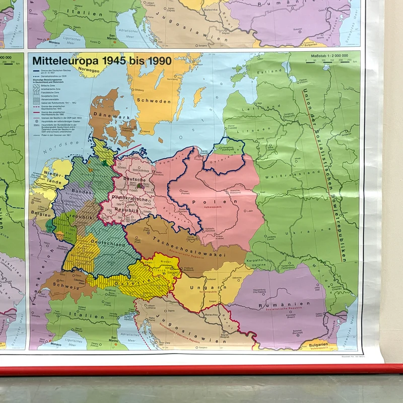 Vintage Schulkarte – Mitteleuropa (1914 bis 1990) – Geschichts-Lehrtafel Rollbild Wanddeko