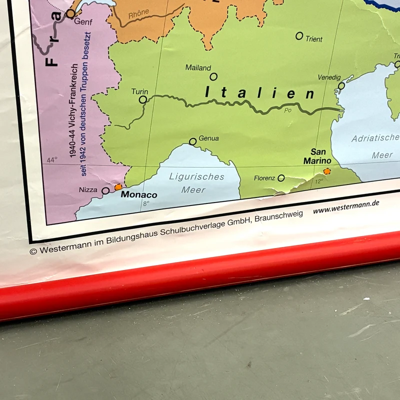 Vintage Schulkarte – Mitteleuropa (1914 bis 1990) – Geschichts-Lehrtafel Rollbild Wanddeko