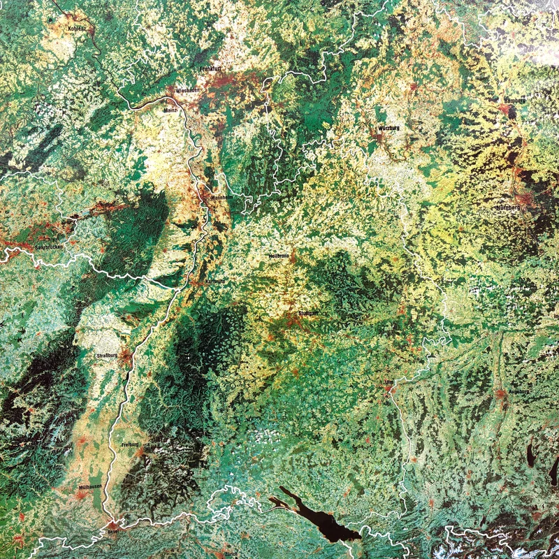 Vintage Schulkarte – Bundesrepublik Deutschland (Satellitenbildkarte) – Rollbild Lehrtafel Wanddeko