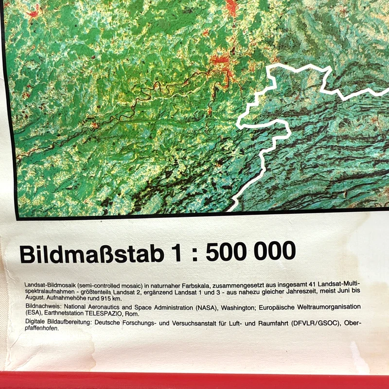 Vintage Schulkarte – Bundesrepublik Deutschland (Satellitenbildkarte) – Rollbild Lehrtafel Wanddeko