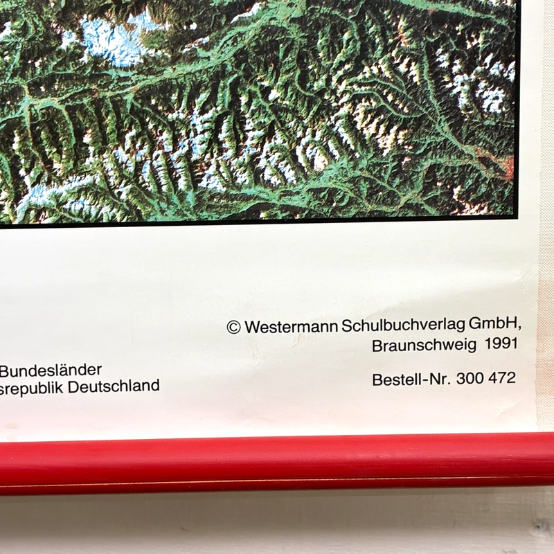Vintage Schulkarte – Bundesrepublik Deutschland (Satellitenbildkarte) – Rollbild Lehrtafel Wanddeko