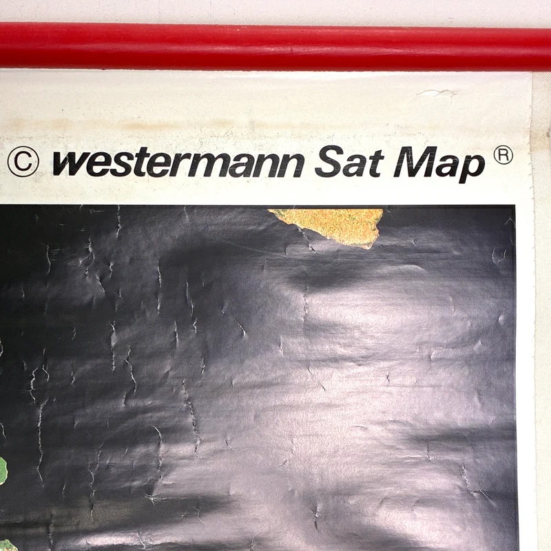 Vintage Schulkarte – Bundesrepublik Deutschland (Satellitenbildkarte) – Rollbild Lehrtafel Wanddeko