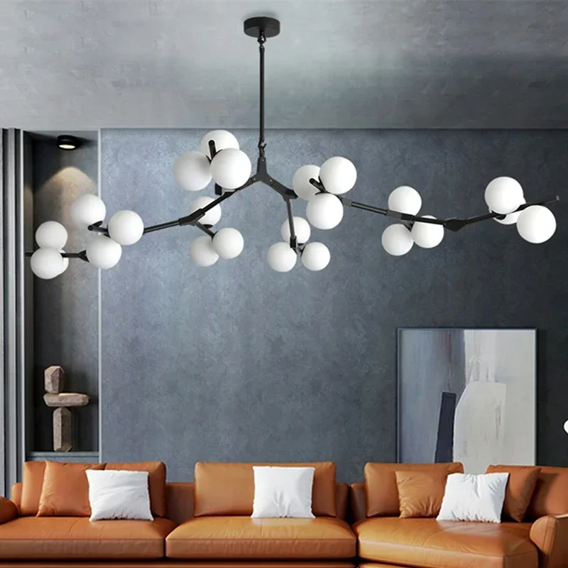 Hanglamp Takkenstructuur Mat Glas Goud Zwart G4 LED Woonkamer Eetkamer Scandinavisch Modern 12 18 24 Bollen | Sansoti
