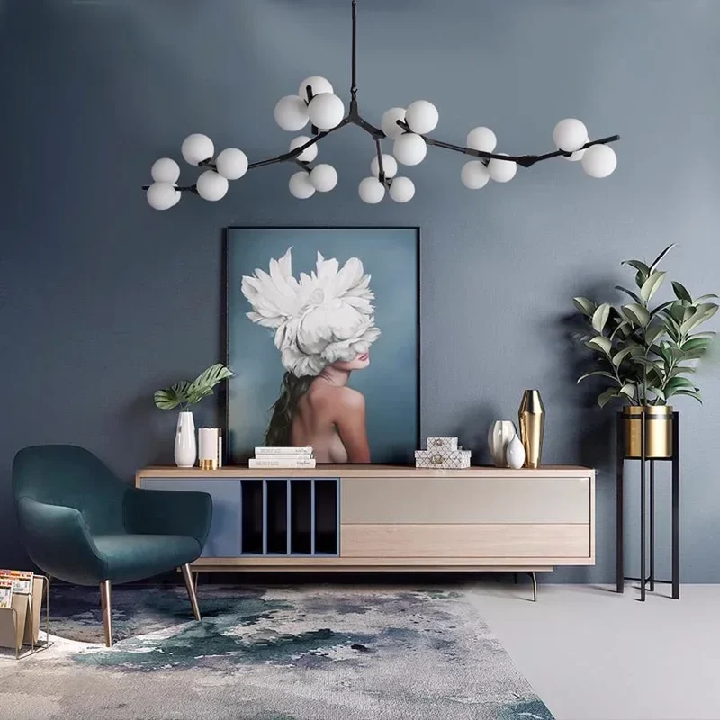Hanglamp Takkenstructuur Mat Glas Goud Zwart G4 LED Woonkamer Eetkamer Scandinavisch Modern 12 18 24 Bollen | Sansoti
