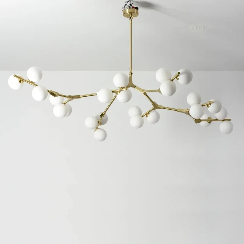 Hanglamp Takkenstructuur Mat Glas Goud Zwart G4 LED Woonkamer Eetkamer Scandinavisch Modern 12 18 24 Bollen | Sansoti