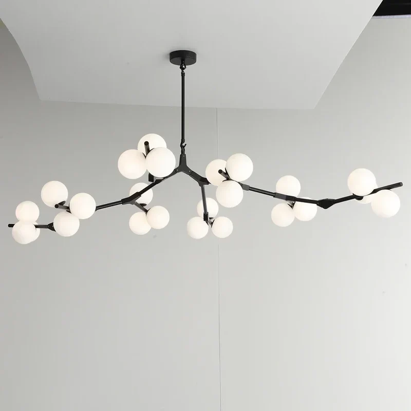 Hanglamp Takkenstructuur Mat Glas Goud Zwart G4 LED Woonkamer Eetkamer Scandinavisch Modern 12 18 24 Bollen | Sansoti