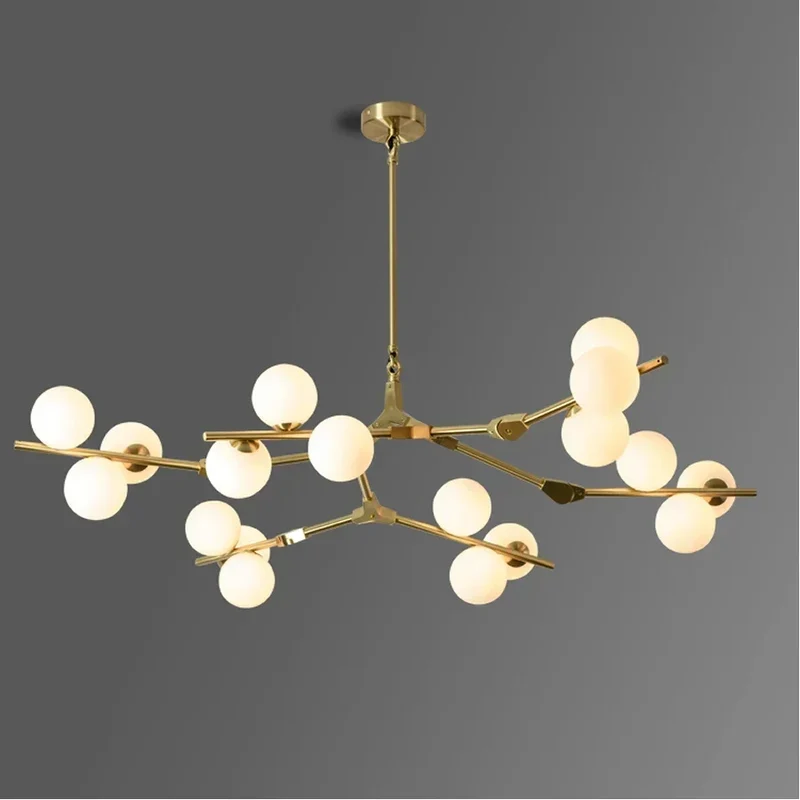 Hanglamp Takkenstructuur Mat Glas Goud Zwart G4 LED Woonkamer Eetkamer Scandinavisch Modern 12 18 24 Bollen | Sansoti