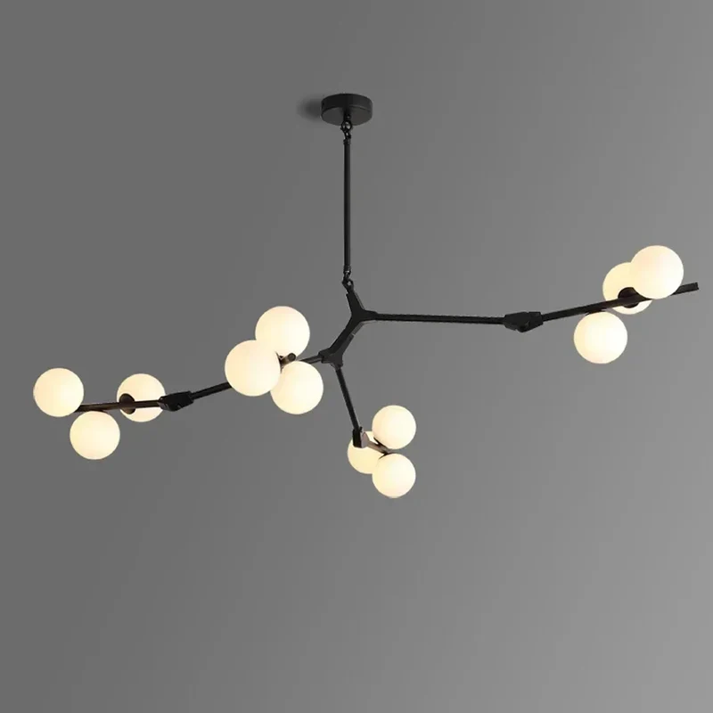 Hanglamp Takkenstructuur Mat Glas Goud Zwart G4 LED Woonkamer Eetkamer Scandinavisch Modern 12 18 24 Bollen | Sansoti