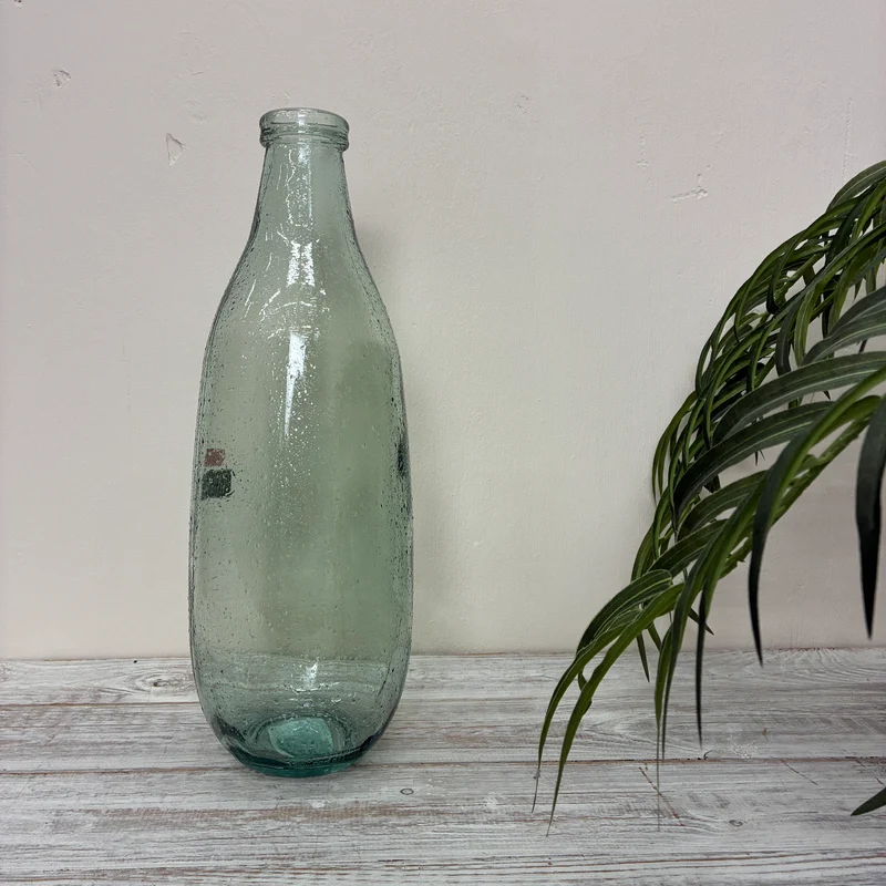 Vase Grün Glas Vintage Deko Vase Altglas Flasche 40cm