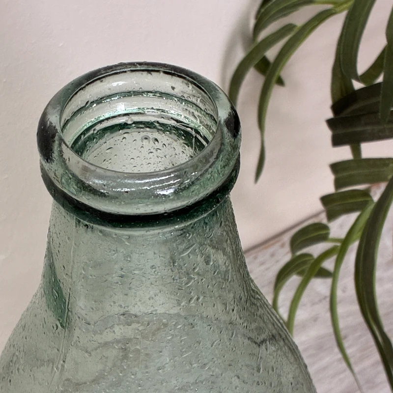 Vase Grün Glas Vintage Deko Vase Altglas Flasche 40cm
