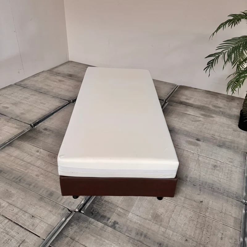 Boxspringbett Einzelbett 90x200 mit Kaltschaum Matratze Braun Leder Bett Gebraucht