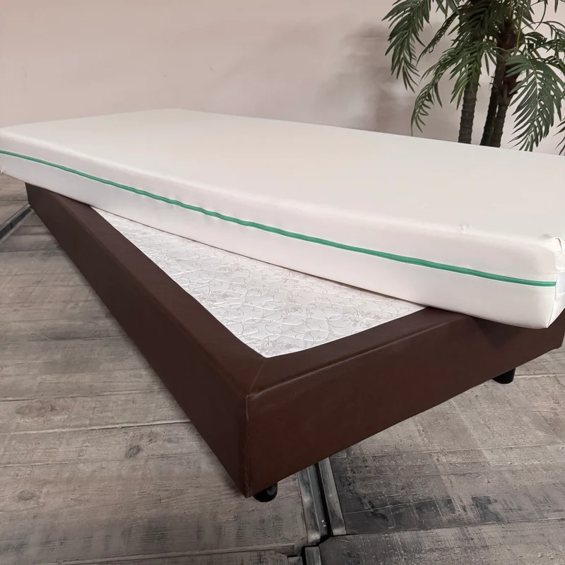 Boxspringbett Einzelbett 90x200 mit Kaltschaum Matratze Braun Leder Bett Gebraucht