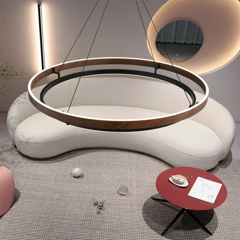 Ronde Kroonluchter Metaal Houtlook Scandinavisch Modern Hanglamp Dimbaar Woonkamer Eetkamer Slaapkamer | Sansoti