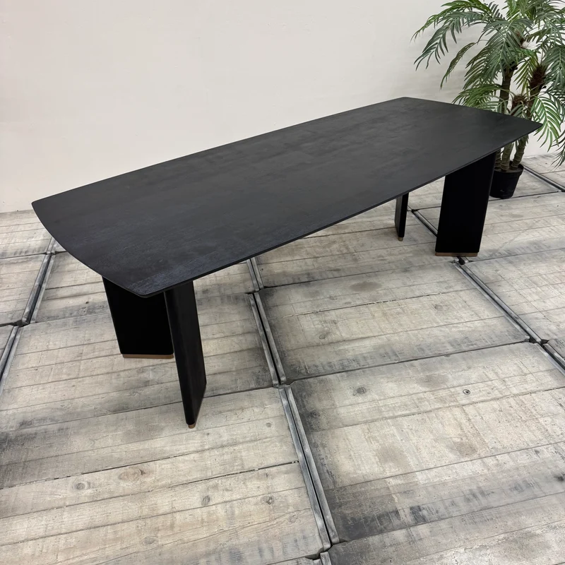 PTMD Liber Esstisch Schwarz Mangoholz Gold 240x100 Tisch