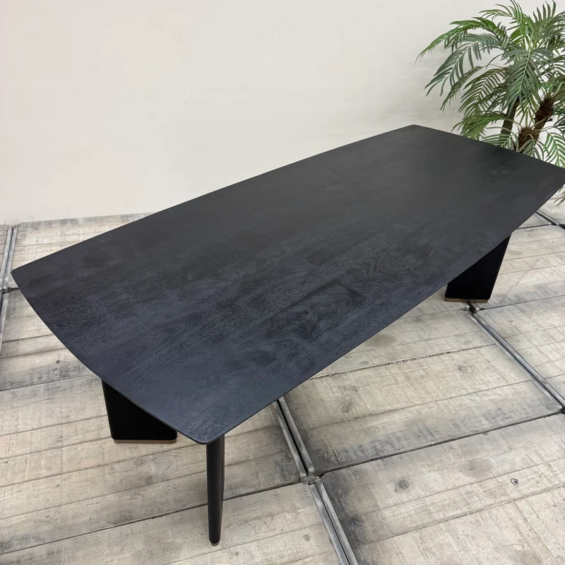 PTMD Liber Esstisch Schwarz Mangoholz Gold 240x100 Tisch