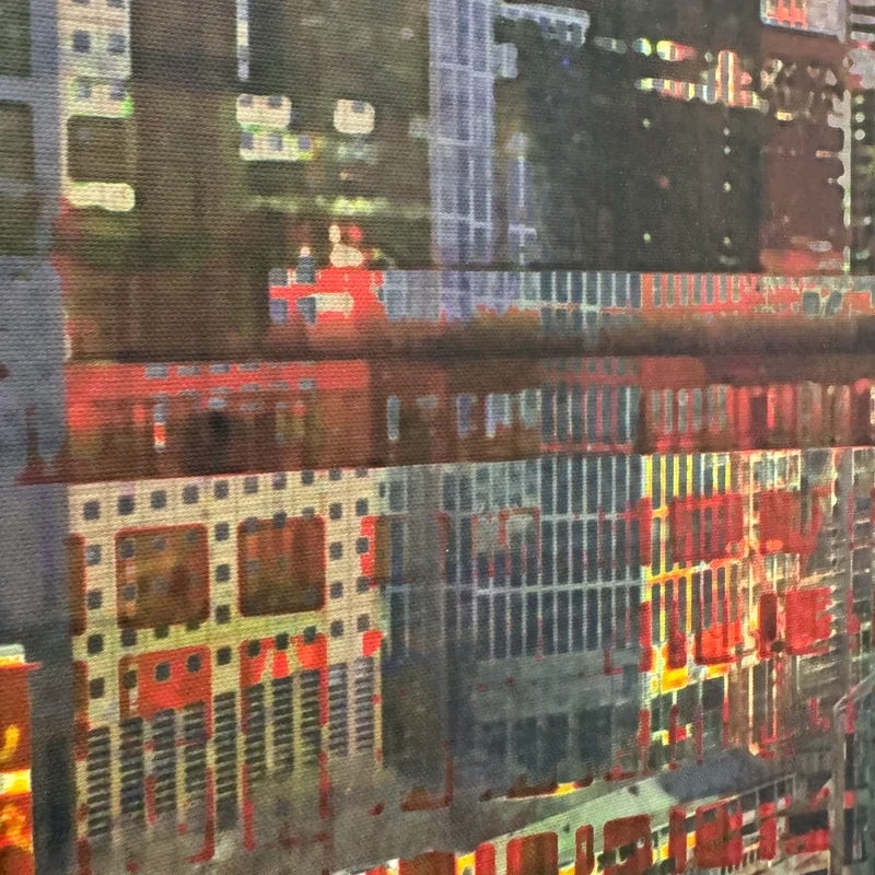 Wandbild 90x90 - Frankfurt Rot Skyline - Fotodruck auf Leinwand Gebraucht