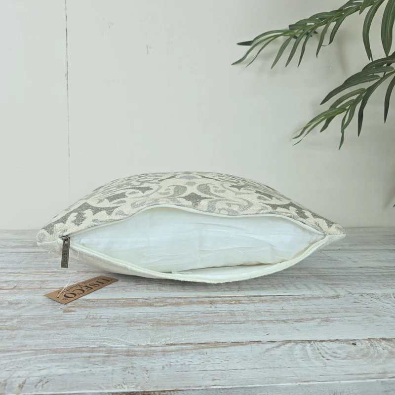 TISECO Zierkissen 45x45cm Grau Beige Ornament Muster Mit Reißverschluss Kissen Deko