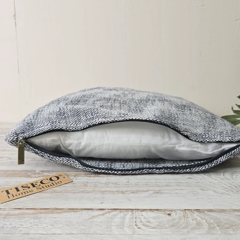 TISECO Kissen 45x45cm Zierkissen Grau Meliert Stoff Mit Reißverschluss Deko