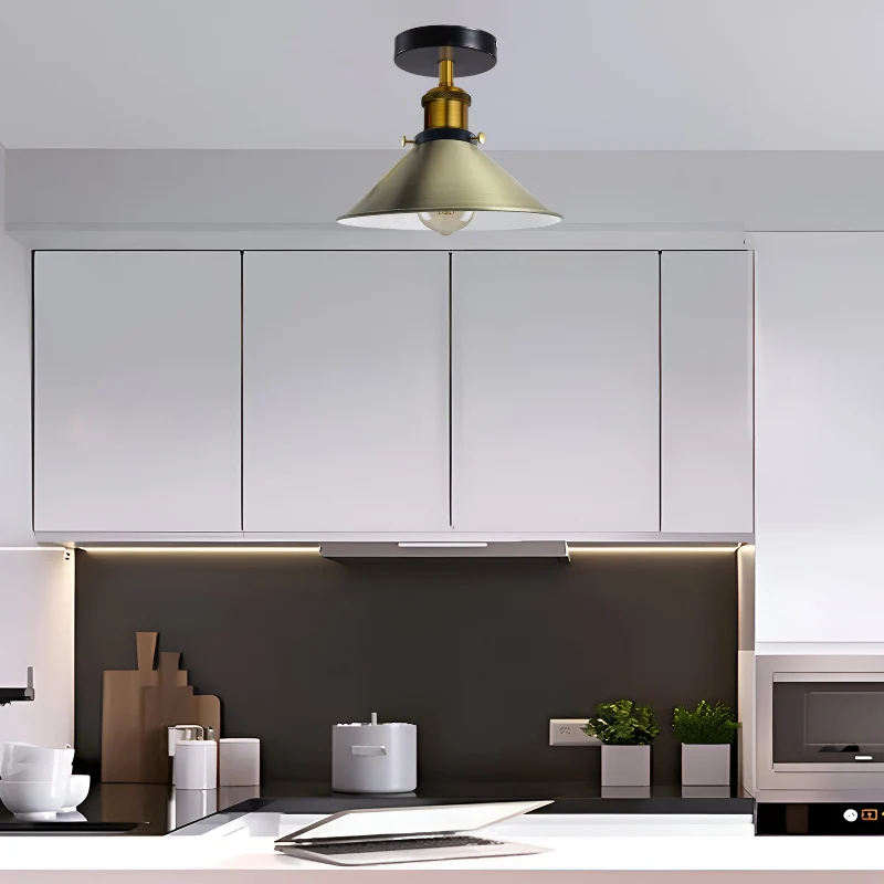 Grüne Messing LED Deckenleuchte Ø 22cm | E27 Fassung~2980