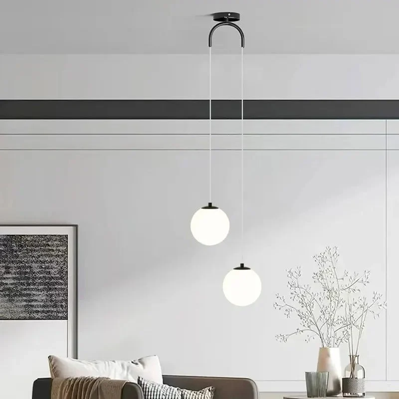 Glazen LED Hanglamp met Verstelbare Kabel – 1 of 2 Lichtpunten – Minimalistisch Design voor Eetkamer | Sansoti