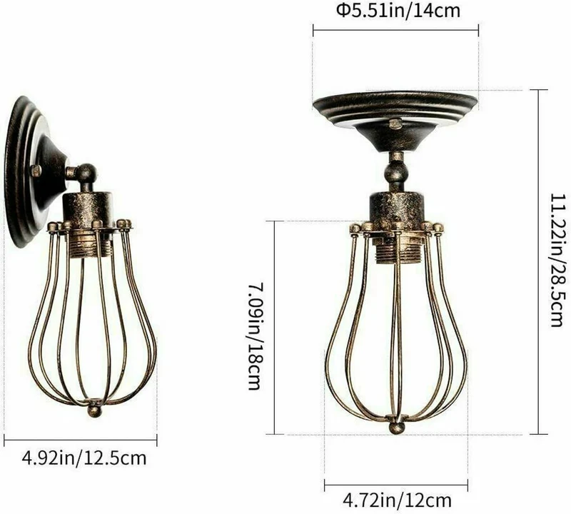 Industrielle Retro vintage Käfig wandleuchte ~ 2908