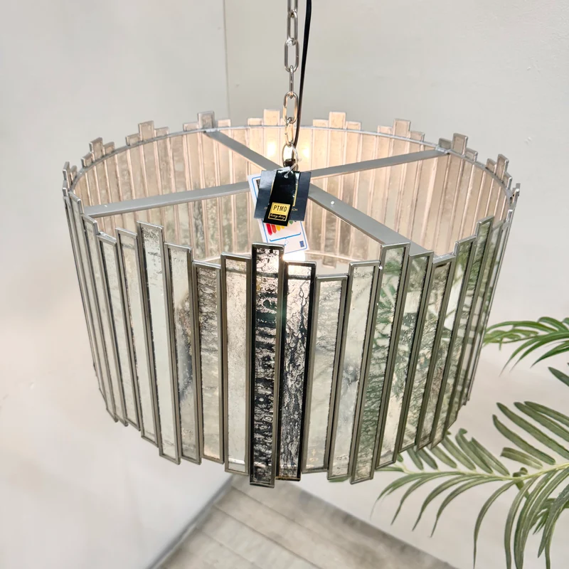 PTMD Ivona Design Pendelleuchte Hängelampe Silber Lampe Spiegel Kristall Neu
