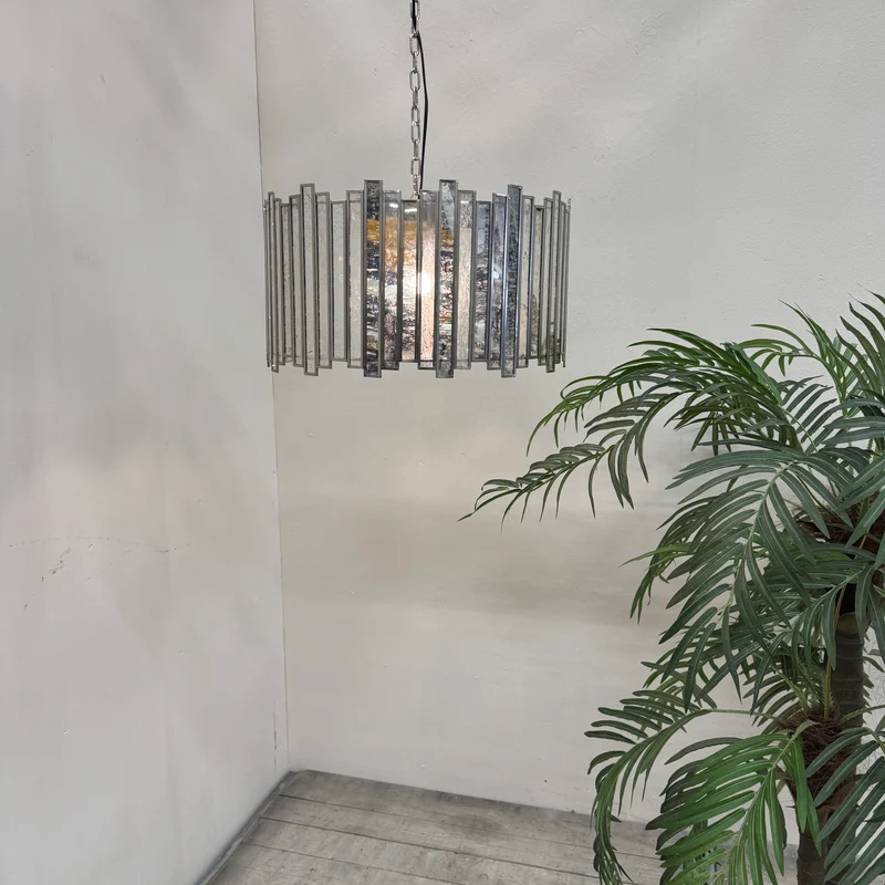 PTMD Ivona Design Pendelleuchte Hängelampe Silber Lampe Spiegel Kristall Neu