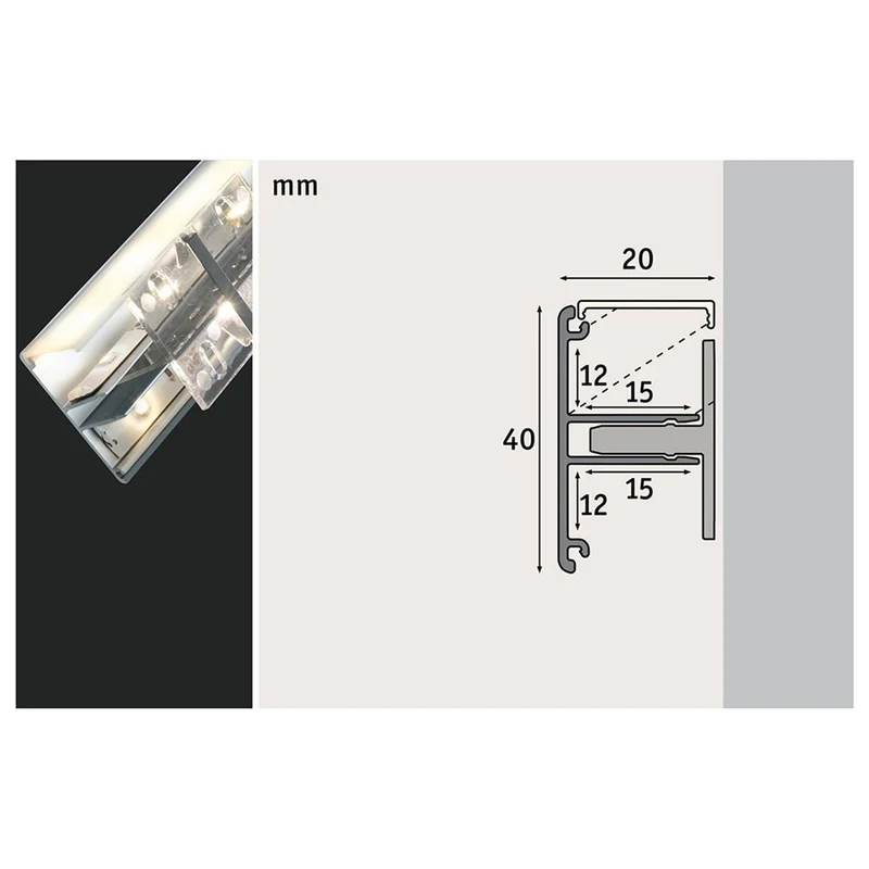 LED Strip Profil Duo 2m Alu-Eloxiert