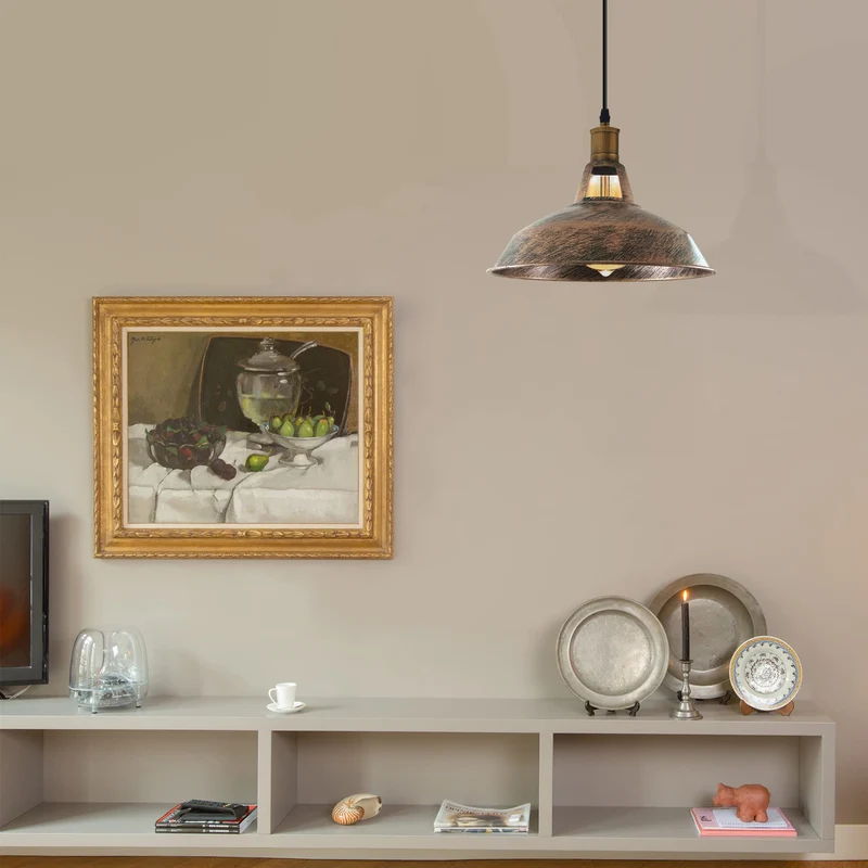 Retro Lustre Suspension Industrielle Plafonnier Abat-jour en métal 3PCS