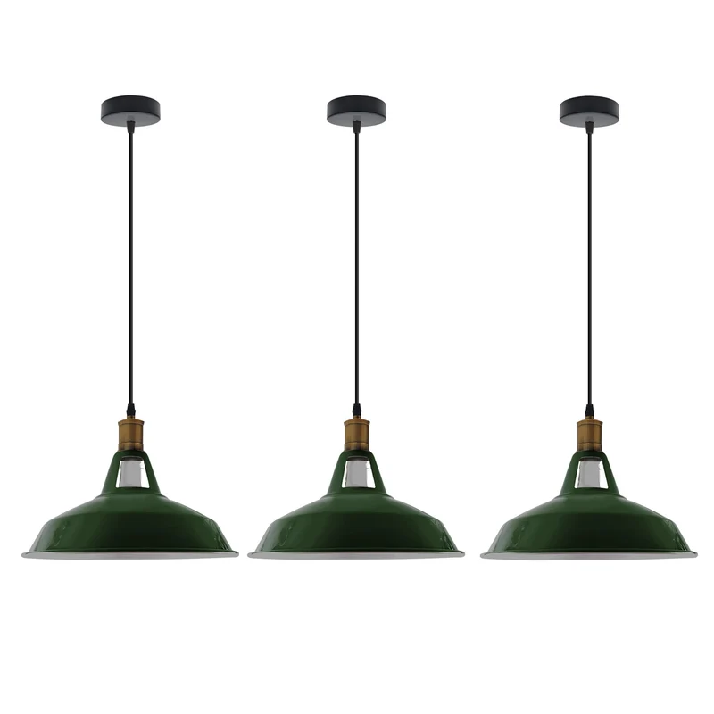 Retro Lustre Suspension Industrielle Plafonnier Abat-jour en métal 3PCS
