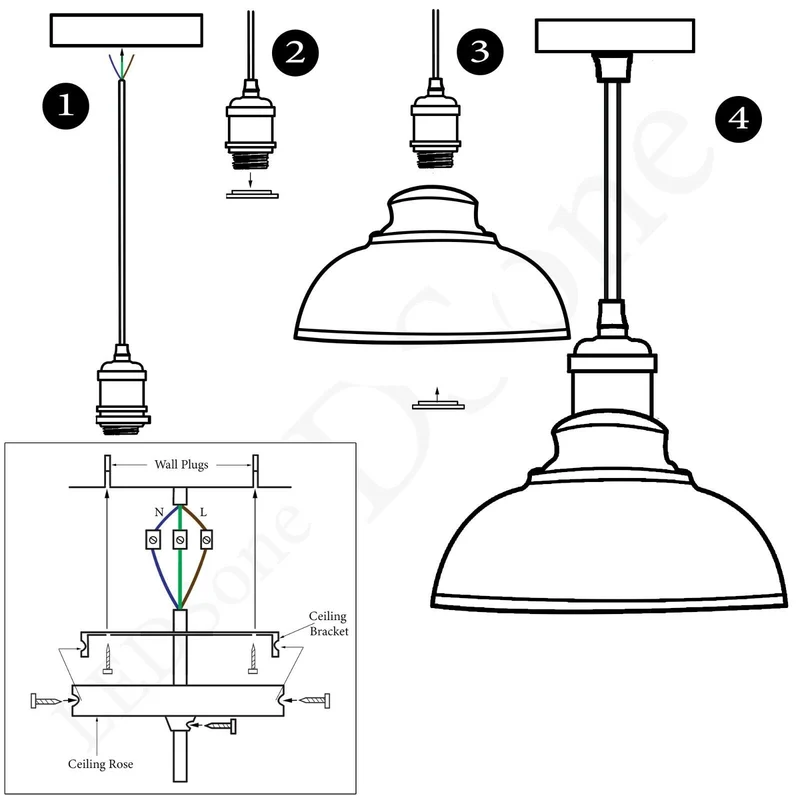 Industrielle lumière vintage Suspension métal Lampe Loft pour Restaurant ~2993