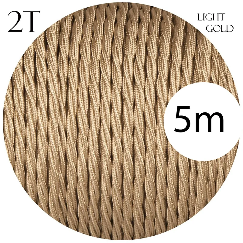 Fil tressé Electrique flexible d'éclairage Lampe câbles Doré clair