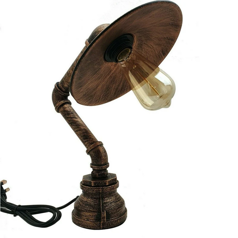 All Seasons Life Lampe de table Steampunk industrielle vintage avec abat-jour plat