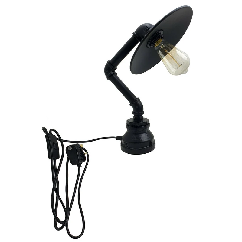 All Seasons Life Lampe de table Steampunk industrielle vintage avec abat-jour plat