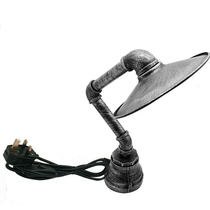 All Seasons Life Lampe de table Steampunk industrielle vintage avec abat-jour plat